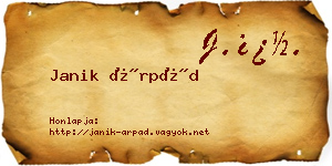 Janik Árpád névjegykártya